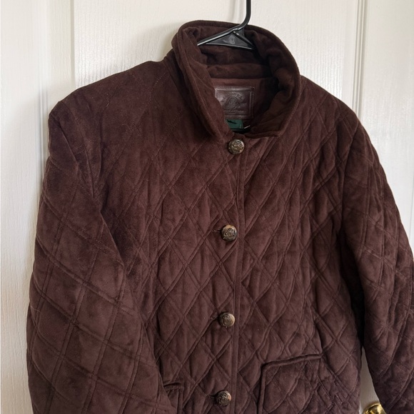 Vintage Ralph Lauren Quilted Brown Suede Jacket Horse Buttons - Picture 7 of 9